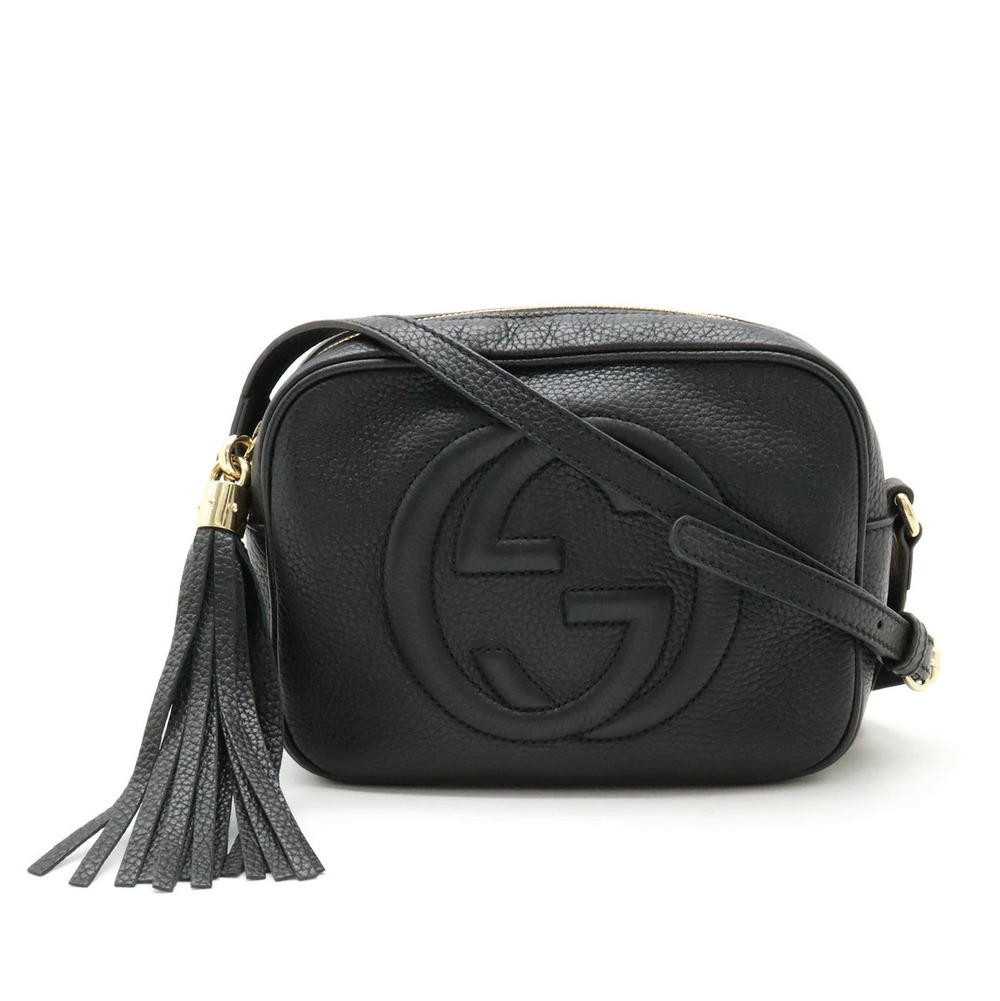 Gucci Soho Disco Fringe Tassel Crossbody Bag Leather Black